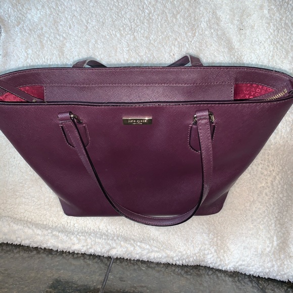 Kate spade maroon leather tote bag - Picture 7 of 11
